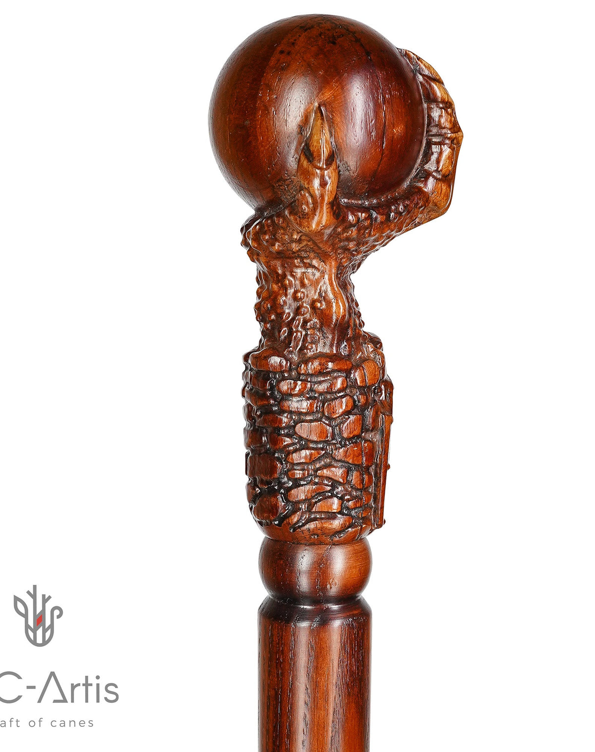The Dragon Claw Staff - Light Wood Walking Staff Master-Carved Walking Staff Hand Carved Artisan - Tophatter Daily Deals