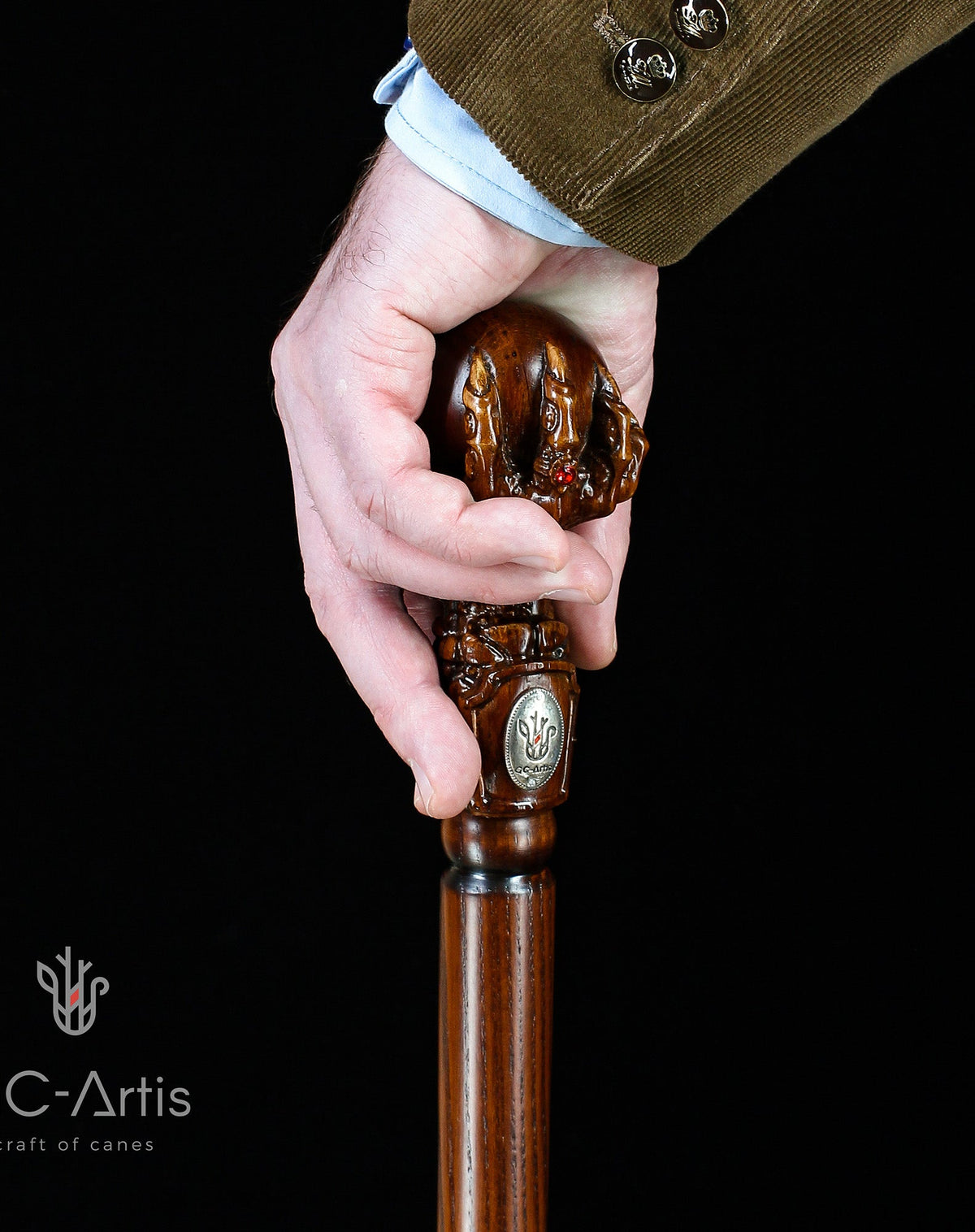 The Dragon Claw Staff - Light Wood Walking Staff Master-Carved Walking Staff Hand Carved Artisan - Tophatter Daily Deals