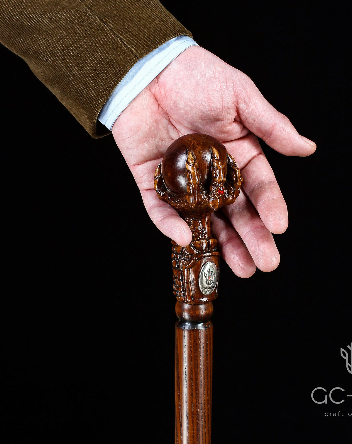 The Dragon Claw Staff - Light Wood Walking Staff Master-Carved Walking Staff Hand Carved Artisan - Tophatter Daily Deals
