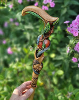 Adam & Eve Carved Light Wood Cane: Unique Wood Handcarved Artisan Detail Hand Carved Artisan - Tophatter Daily Deals