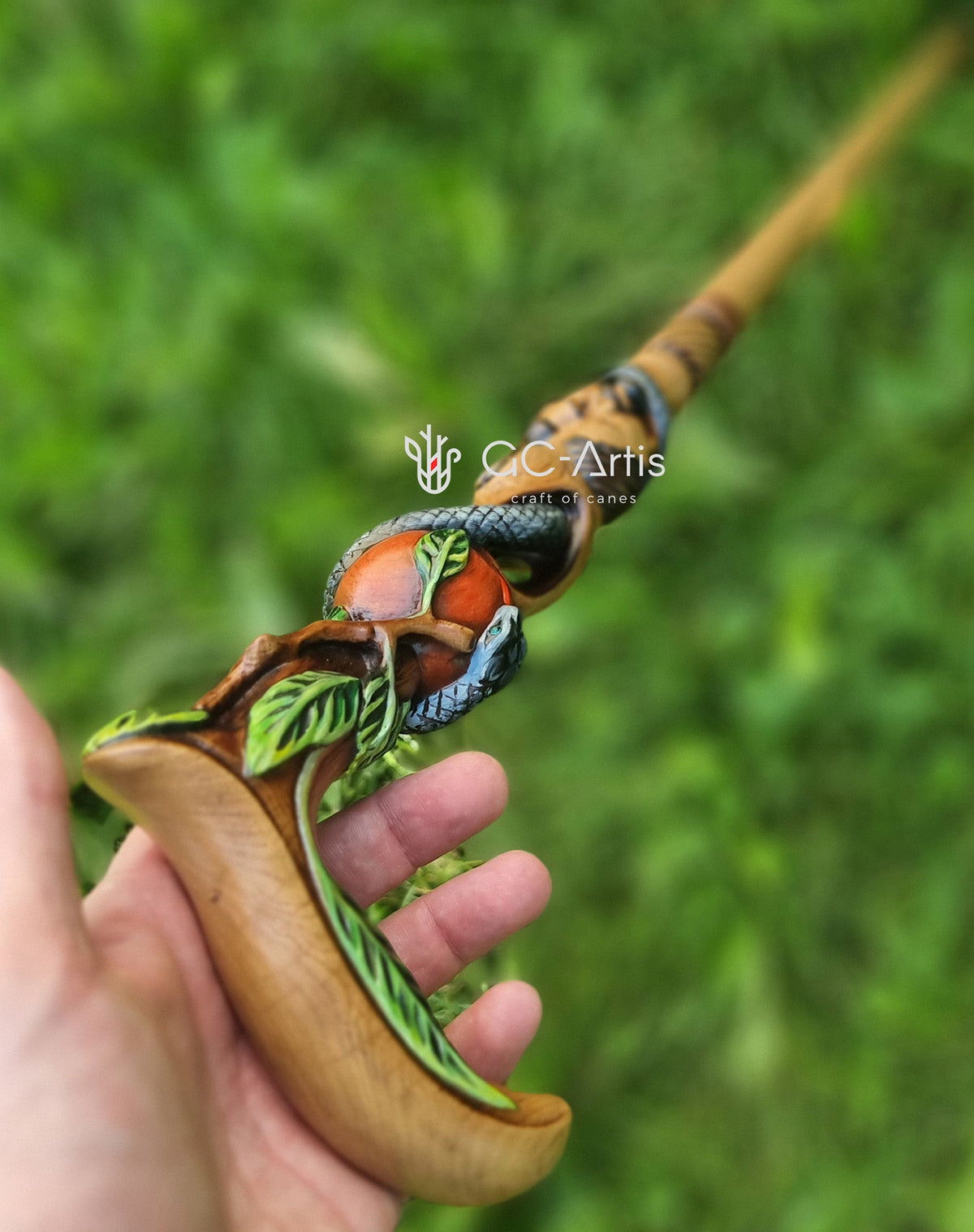 Adam & Eve Carved Light Wood Cane: Unique Wood Handcarved Artisan Detail Hand Carved Artisan - Tophatter Daily Deals