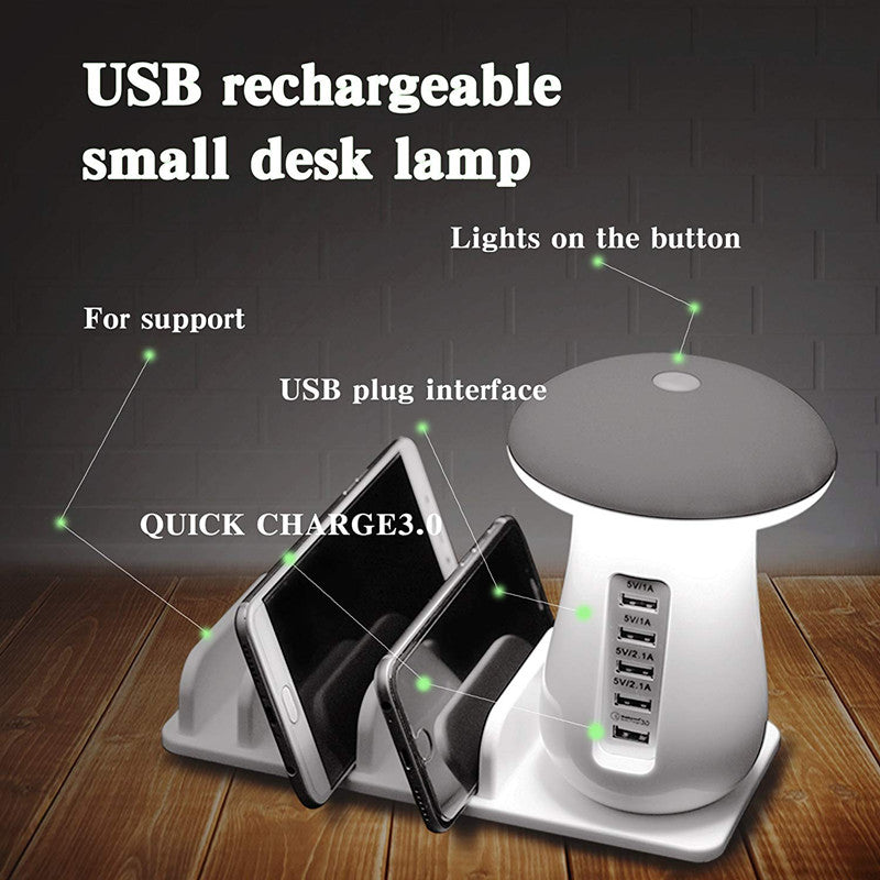 2 In 1 Multifunction Mushroom Lamp LED Lamp Holder USB Charger Home Office Supplies 0 - Tophatter Daily Deals