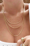 Stainless Steel 18K Gold-Plated Triple Layer Necklace Gold One Size Necklaces - Tophatter Daily Deals