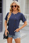 Round Neck Short Sleeve T-Shirt Navy Women's T-Shirts - Tophatter Daily Deals