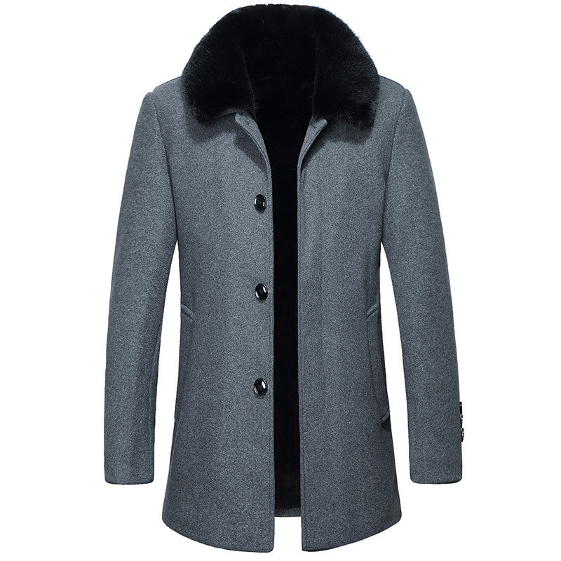 Warm Men's Wool Coat - Tailored Mid Thigh, Wool, For Winter Grey 3D Changing Face Moving Picture Frame - Tophatter Daily Deals