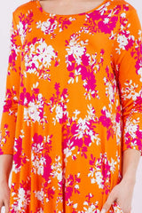 Celeste Full Size Pick-Up Hem Asymmetric Floral Midi Dress Casual Dresses - Tophatter Daily Deals