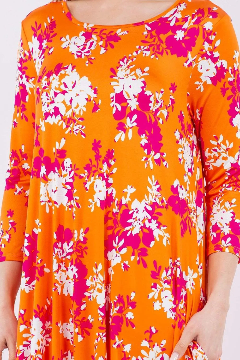Celeste Full Size Pick-Up Hem Asymmetric Floral Midi Dress Casual Dresses - Tophatter Daily Deals