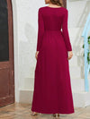 Pocketed V-Neck Long Sleeve Maxi Dress Casual Dresses - Tophatter Daily Deals