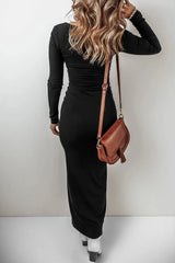 Square Neck Long Sleeve Maxi Dress Casual Dresses - Tophatter Daily Deals