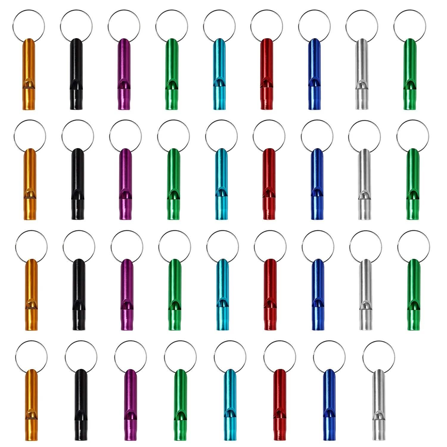 35-Pieces: Emergency Whistle Extra Loud with Key Chain Ring Outdoor Recreation - Tophatter Daily Deals