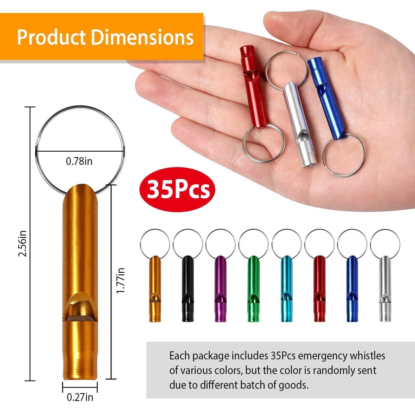 35-Pieces: Emergency Whistle Extra Loud with Key Chain Ring Outdoor Recreation - Tophatter Daily Deals