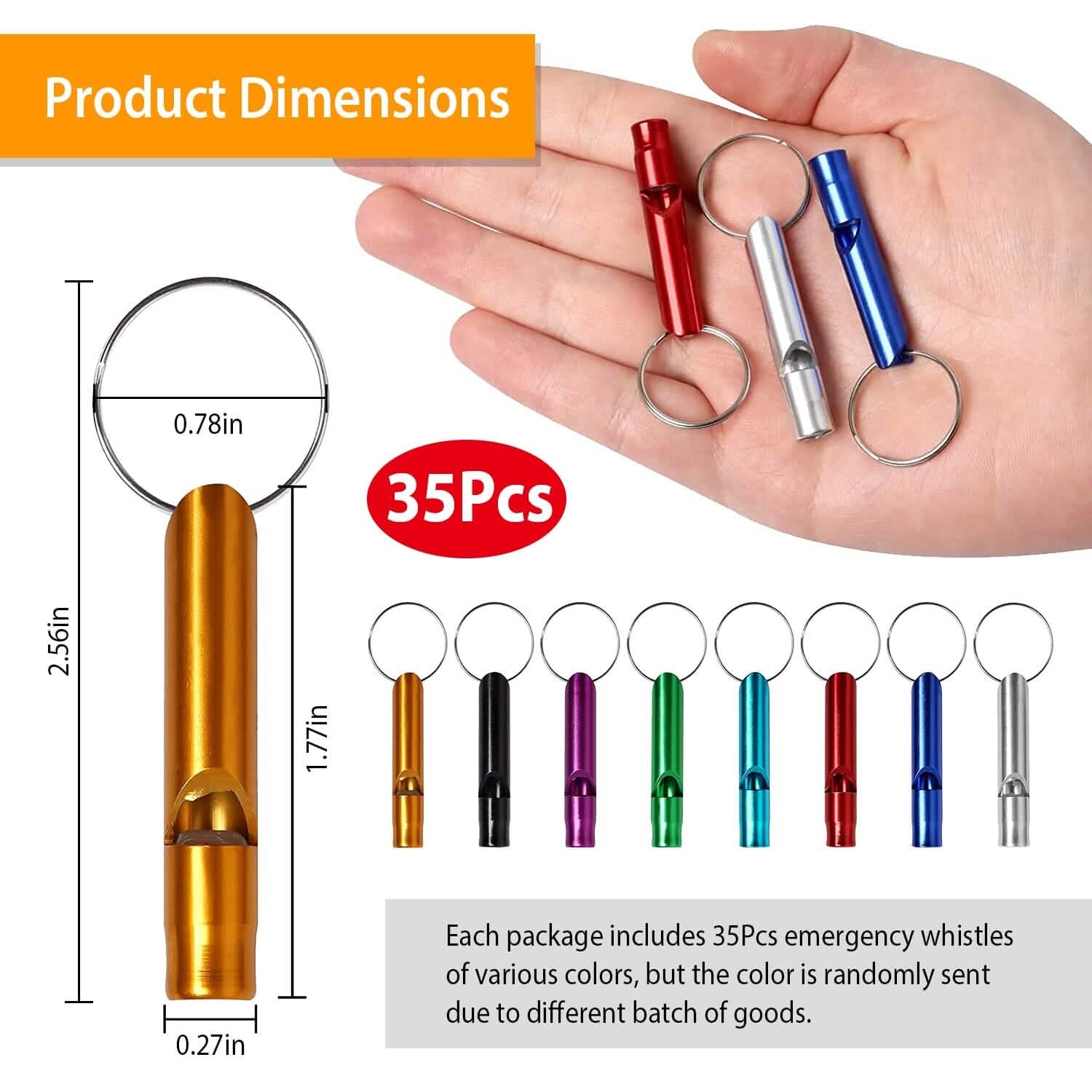 35-Pieces: Emergency Whistle Extra Loud with Key Chain Ring Outdoor Recreation - Tophatter Daily Deals