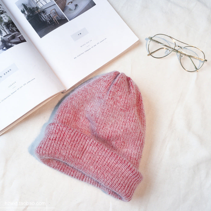 Autumn Winter Rabbit Hair Winter Skullies Hat Red 0 - Tophatter Daily Deals