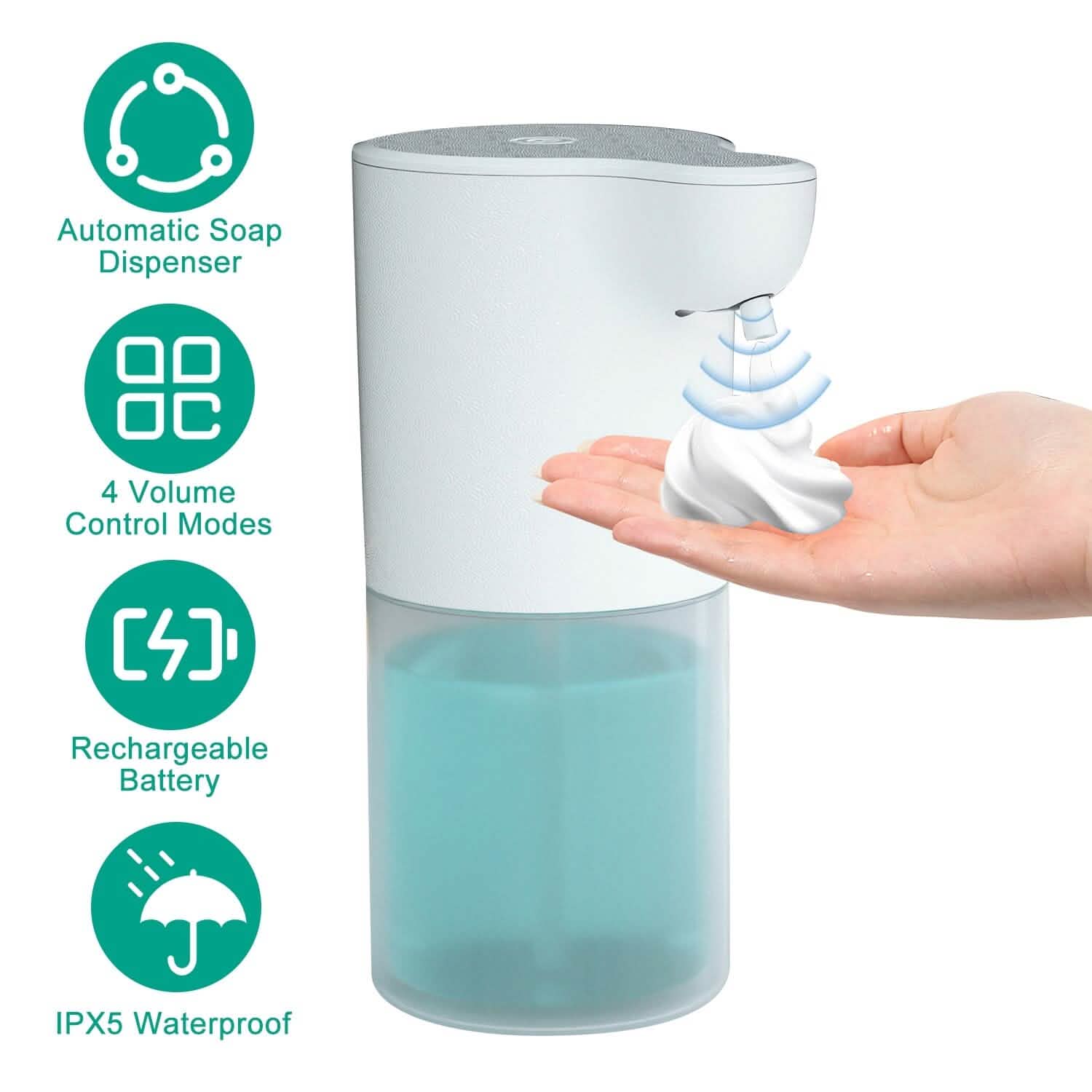350ml Automatic Foam Soap Dispenser Rechargeable Touchless Bath - Tophatter Daily Deals