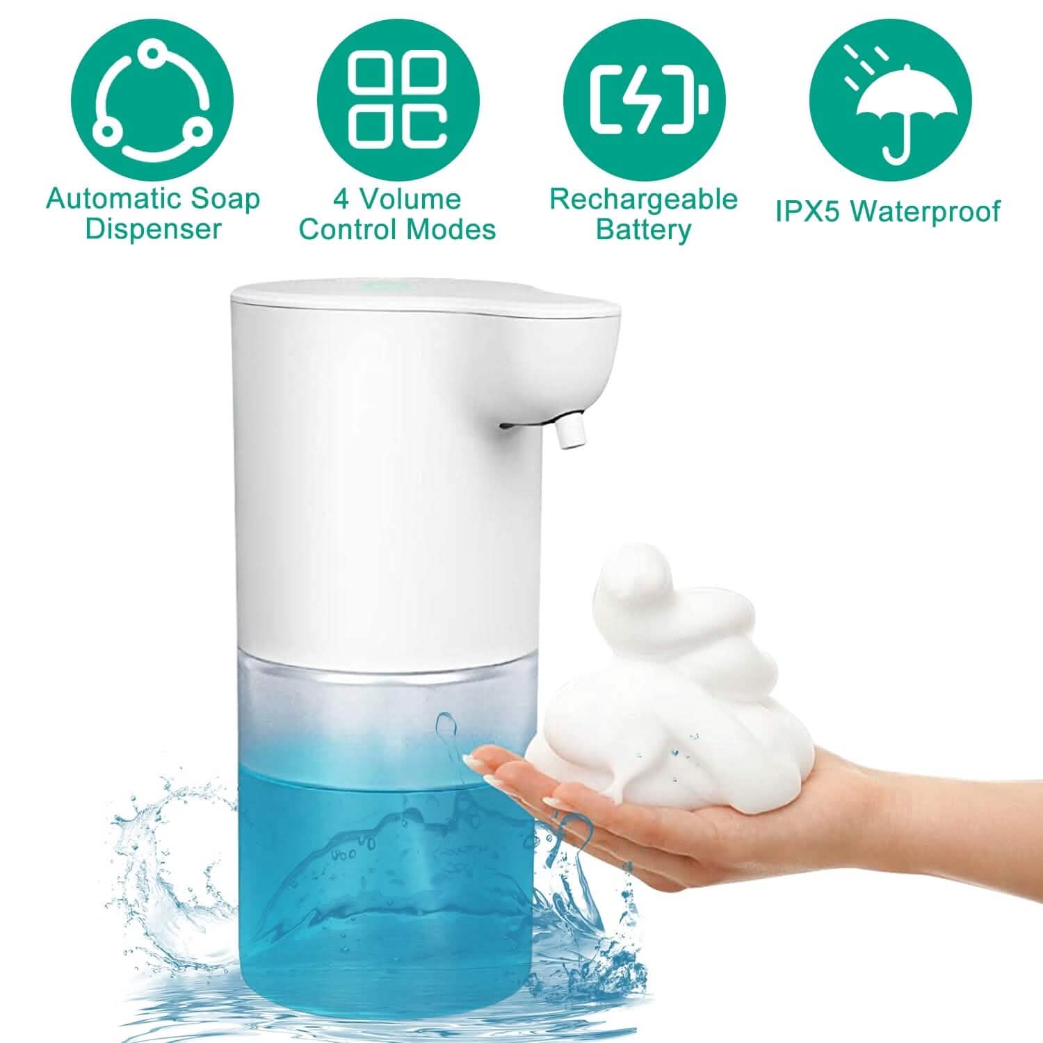 350ml Automatic Foam Soap Dispenser Rechargeable Touchless Bath - Tophatter Daily Deals