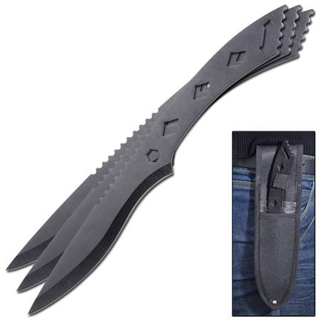 3 Pcs Diamond Jack Drop Point Throwing Knife Set Collectible Weapons - Tophatter Daily Deals