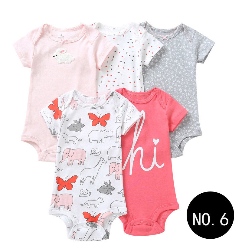 Baby Short Climb 5-piece Romper Boys and Girls Cotton One-piece Rompers 6Style Q5pcs 0 - Tophatter Daily Deals