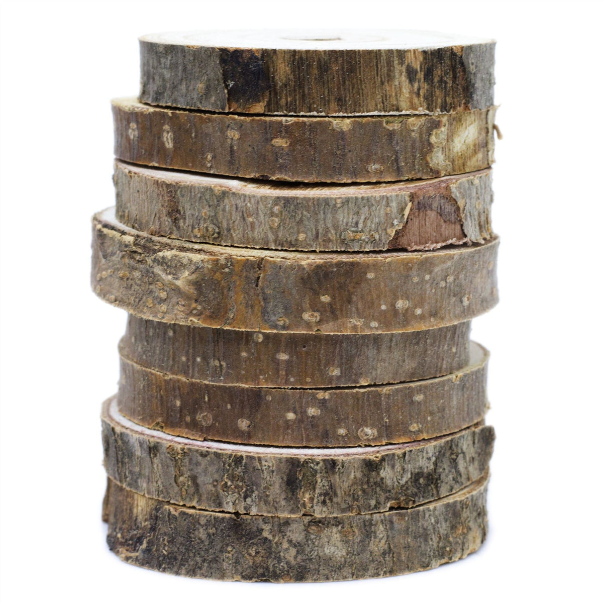 Set of 8 Wood Slices Coasters | Rustic Wedding Decorations Candle Stand | Tree Log Slices Drinks Coasters - 6-8 cm Coaster - Tophatter Daily Deals