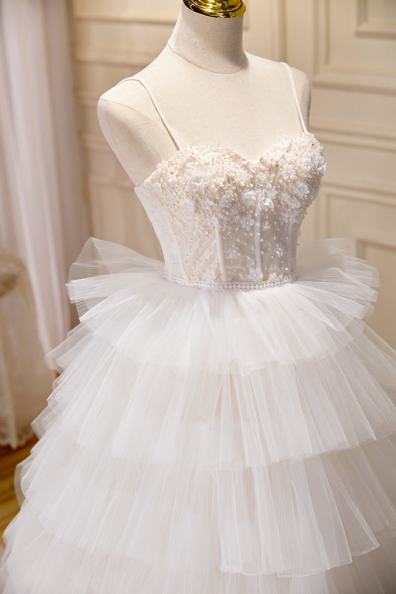 Beautiful Girl Suspender Wedding Dress With Elegant Train 0 - Tophatter Daily Deals