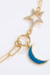 Star and Moon Rhinestone Alloy Necklace Necklaces - Tophatter Daily Deals