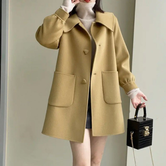 Warm Classic Women’s Wool Coat - Slim A Line, Wool For Fall Yellow 3D Changing Face Moving Picture Frame - Tophatter Daily Deals