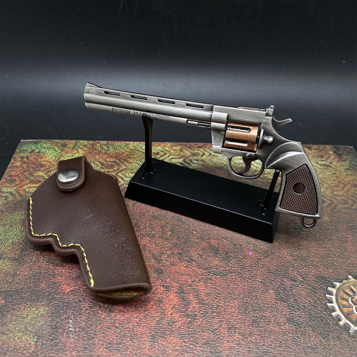 Colt 357 Miniature Metal Colt Revolver Pistol 12CM/4.7" With Metal Stand - Tophatter Daily Deals
