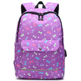 Backpack Female Backpack Computer Rechargeable Schoolbag Purple 16 inches 0 - Tophatter Daily Deals