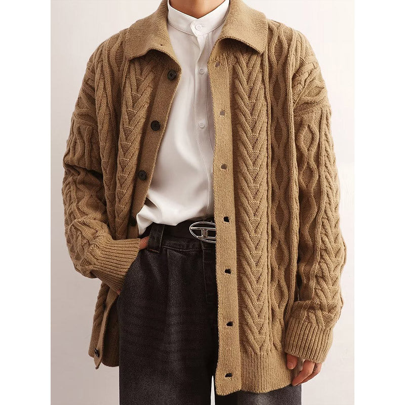 Warm Relaxed Men's Cardigan - Cable Twist Knit, For Fall 3D Changing Face Moving Picture Frame - Tophatter Daily Deals