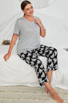 Plus Size V-Neck Tee and Floral Pants Lounge Set Loungewear Sets - Tophatter Daily Deals