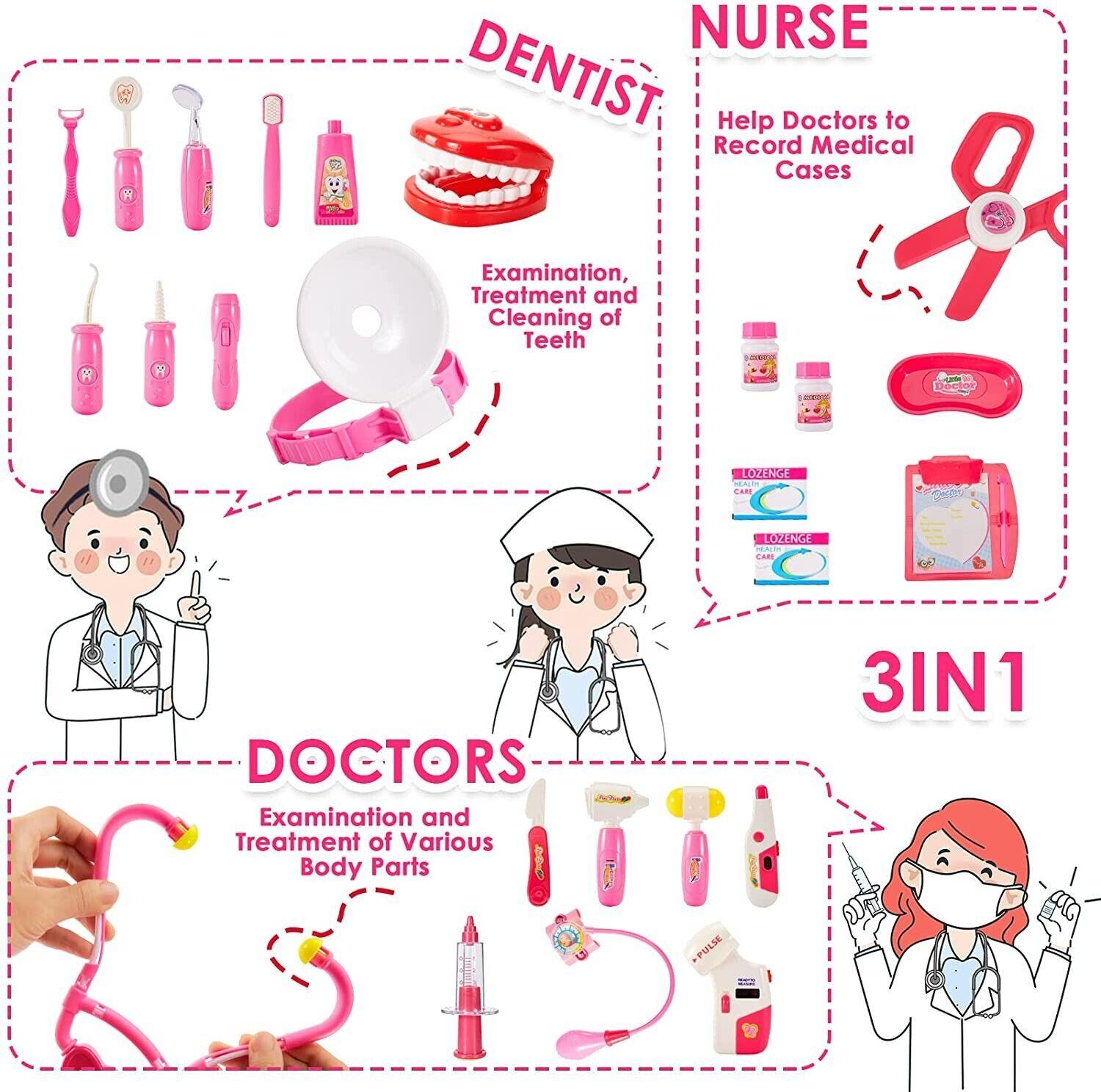 Realistic Doctors Kit - 35PCS Kids Doctors Set Nurse Dentist Kit Dress Up Costumes Pretend Play Toys Baby Health & Grooming Kits - Tophatter Daily Deals