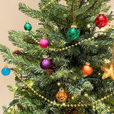 Box Of 25 Multicoloured Mini Glass Christmas Baubles Tree Decorations - 3.5cm Baubles - Tophatter Daily Deals