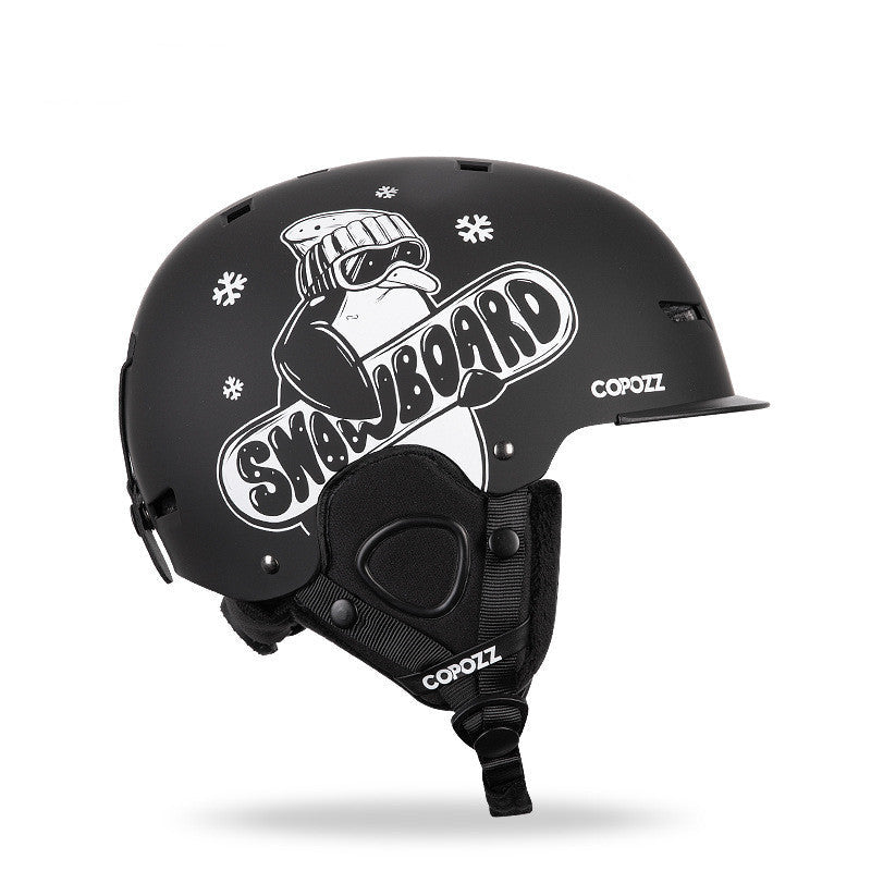 Adult Single And Double Board Snow Goggles Integrated Crash Helmet Veneer Penguin 0 - Tophatter Daily Deals