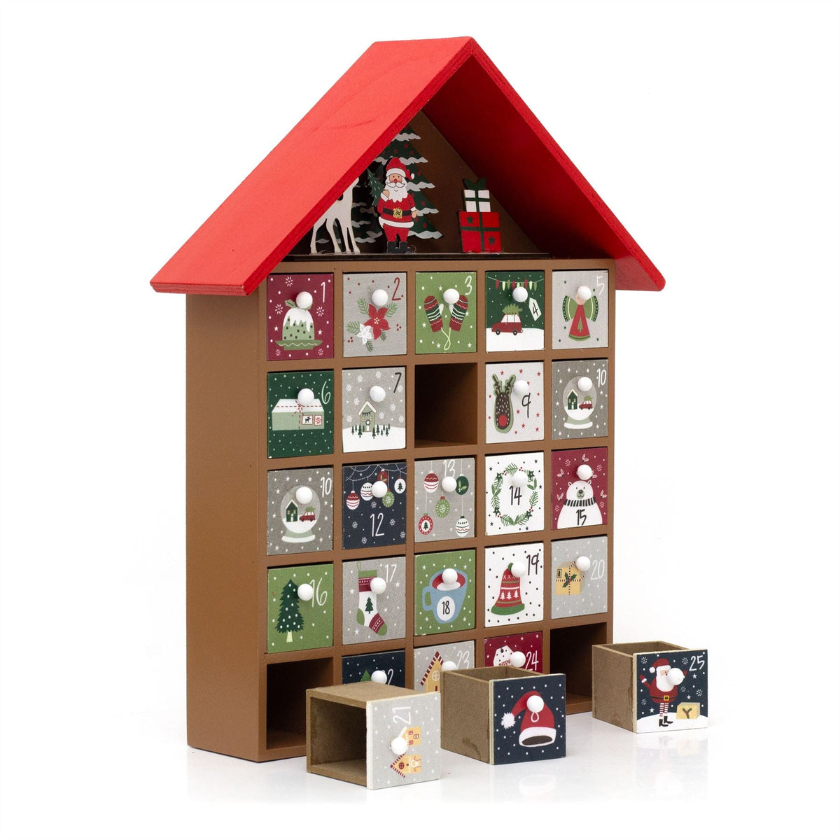 Red House Christmas Advent Calendar | Wooden Fill Your Own Advent Calendar Advent Calendar - Tophatter Daily Deals