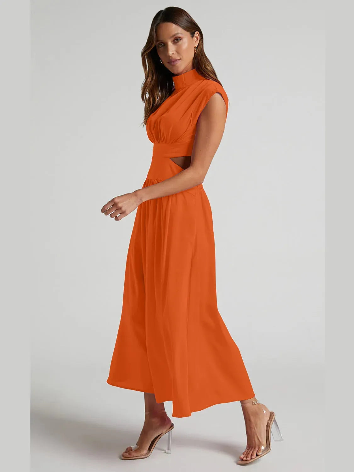 Cutout Mock Neck Sleeveless Ruched Dress Cocktail Dresses - Tophatter Daily Deals
