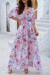 Printed Tied Half Sleeve Slit Dress Casual Dresses - Tophatter Daily Deals