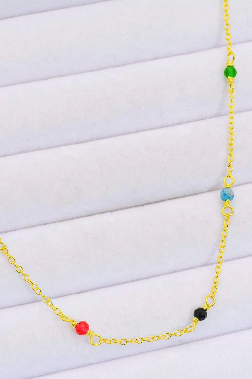 18K Gold-Plated Multicolored Bead Necklace Necklaces - Tophatter Daily Deals
