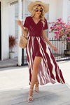 Smocked High-Low Printed Surplice Dress Casual Dresses - Tophatter Daily Deals