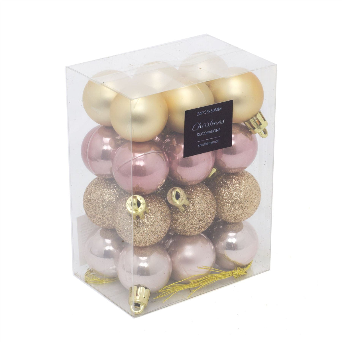 24 Piece Gold And Pink Mini Christmas Baubles | Christmas Tree Decorations | Gold Xmas Baubles Christmas Decor Baubles - Tophatter Daily Deals