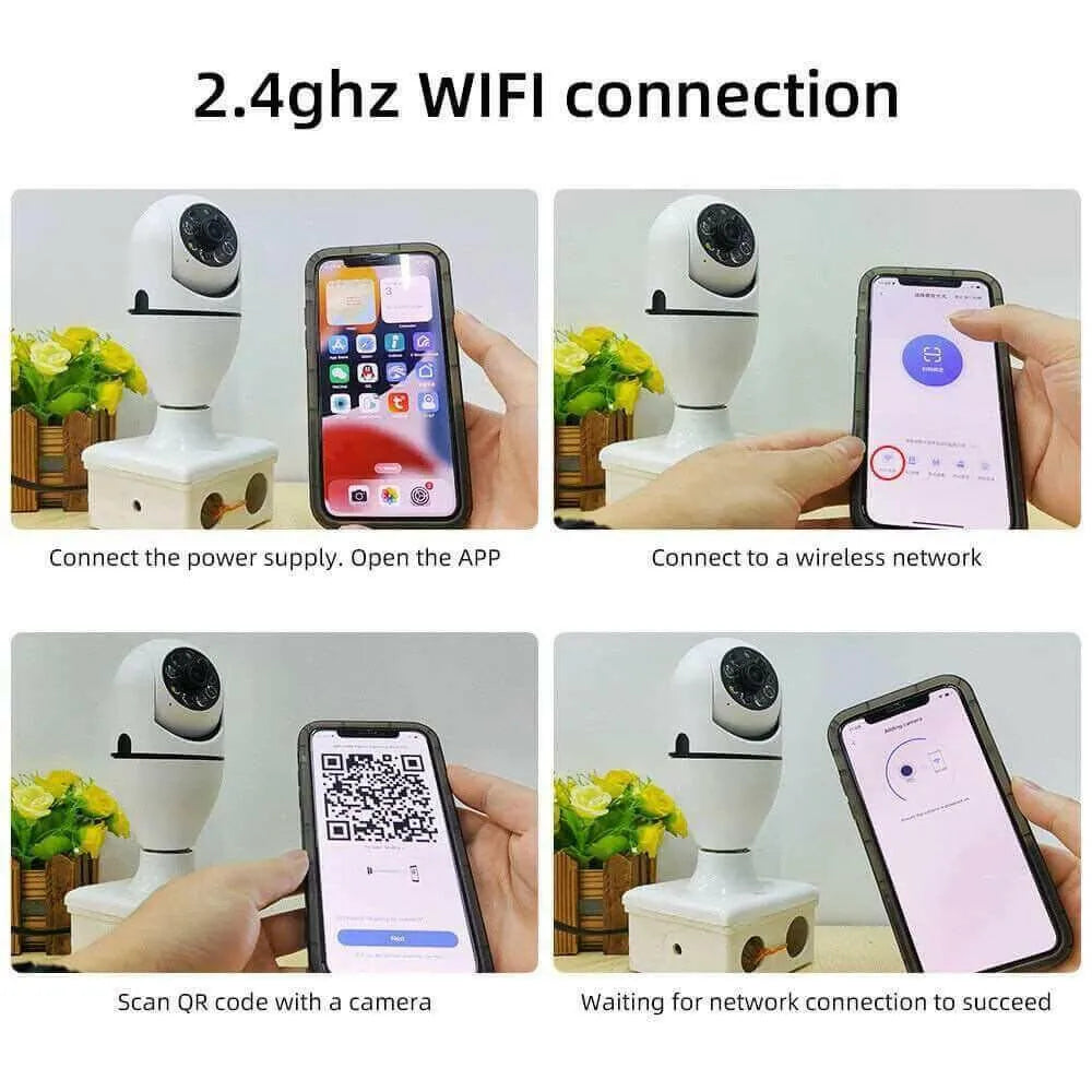 360° 1080P IP E27 Light Bulb Camera Wi-Fi IR Night Smart Home Wireless Security Home Security System - Tophatter Daily Deals