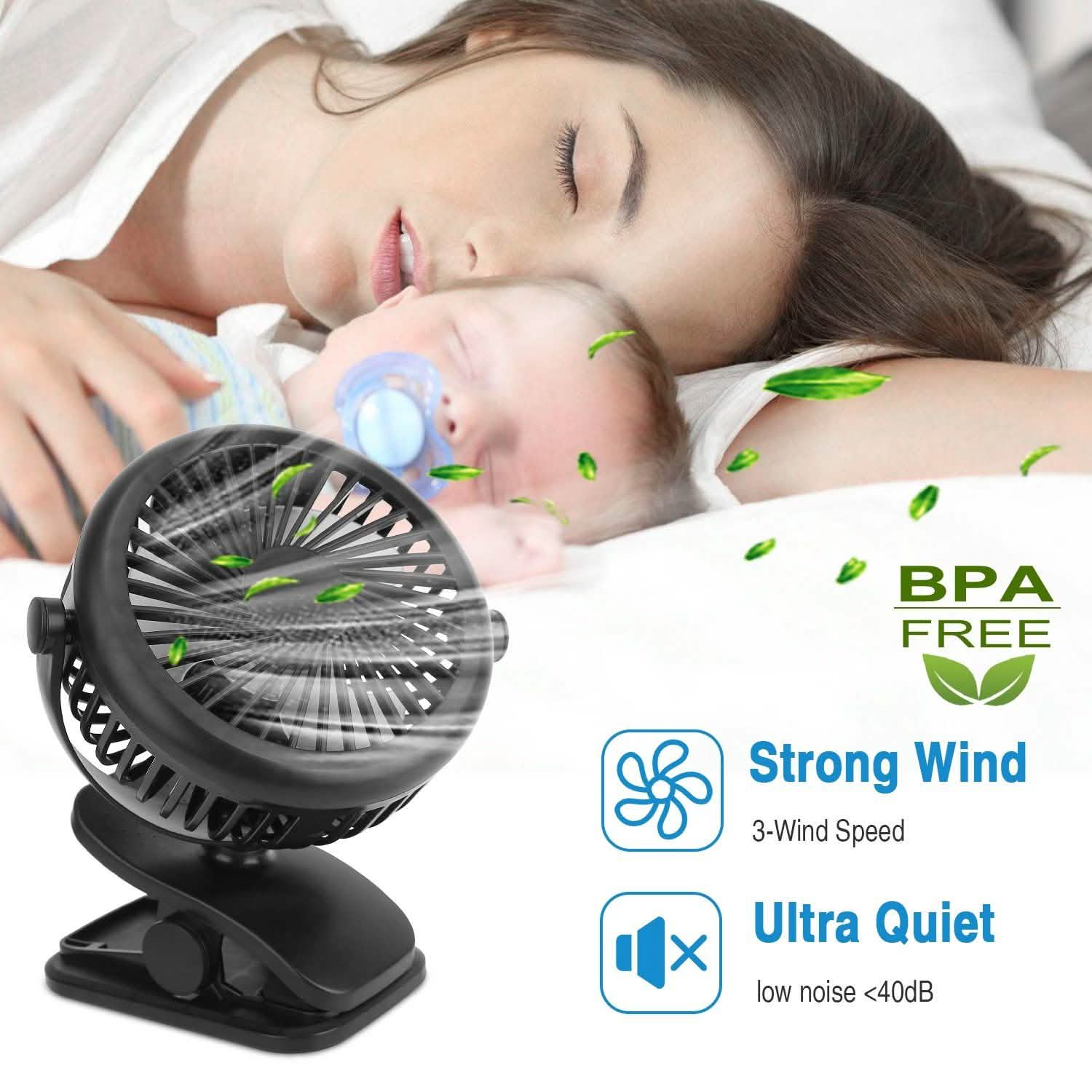 360 Degree Clip On Fan Quiet Rechargeable Household Appliances - Tophatter Daily Deals