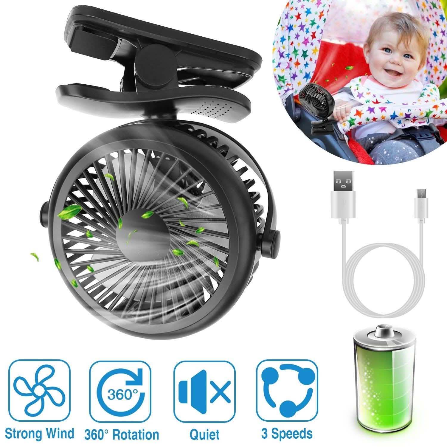 360 Degree Clip On Fan Quiet Rechargeable Household Appliances - Tophatter Daily Deals
