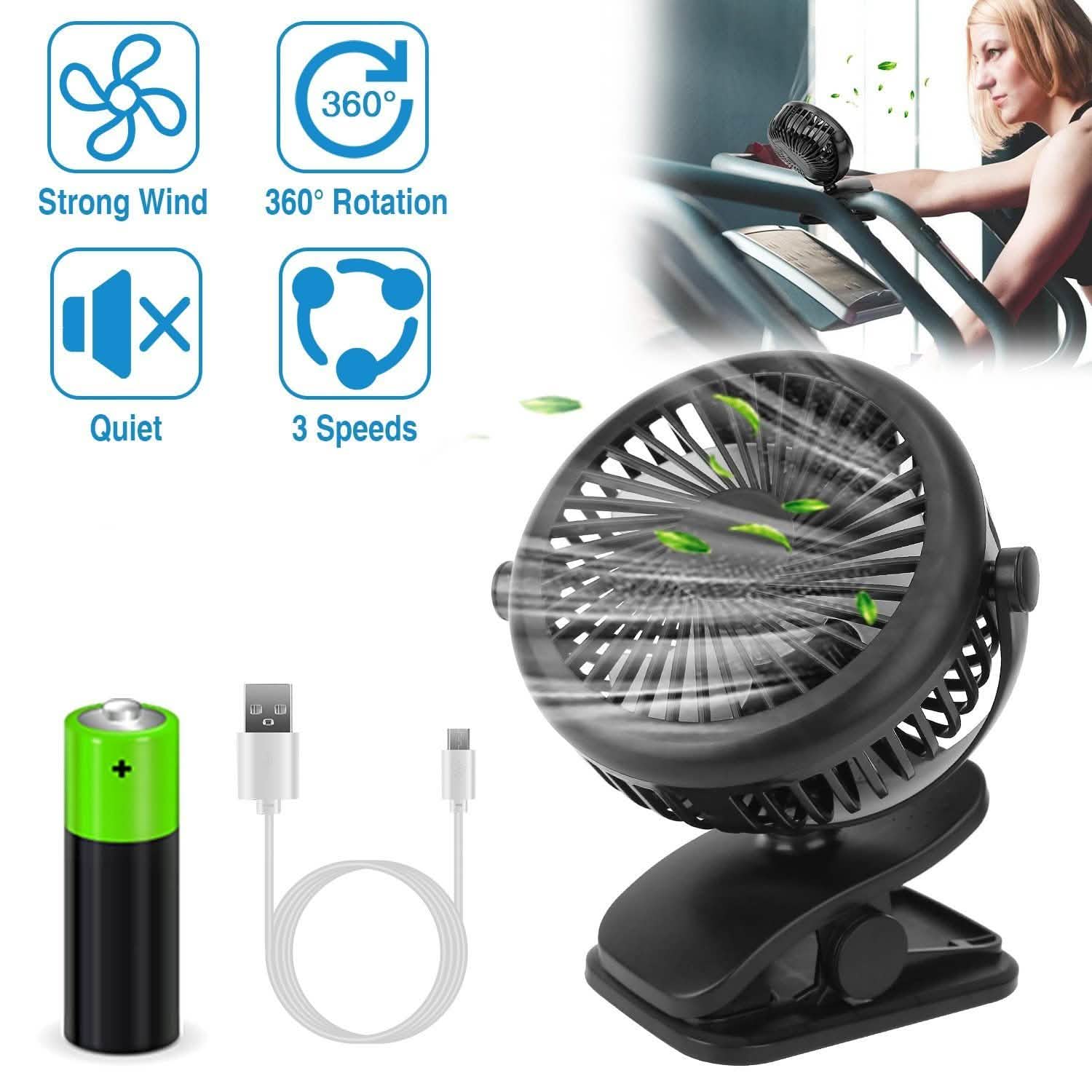 360 Degree Clip On Fan Quiet Rechargeable Household Appliances - Tophatter Daily Deals