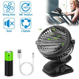 360 Degree Clip On Fan Quiet Rechargeable Household Appliances - Tophatter Daily Deals
