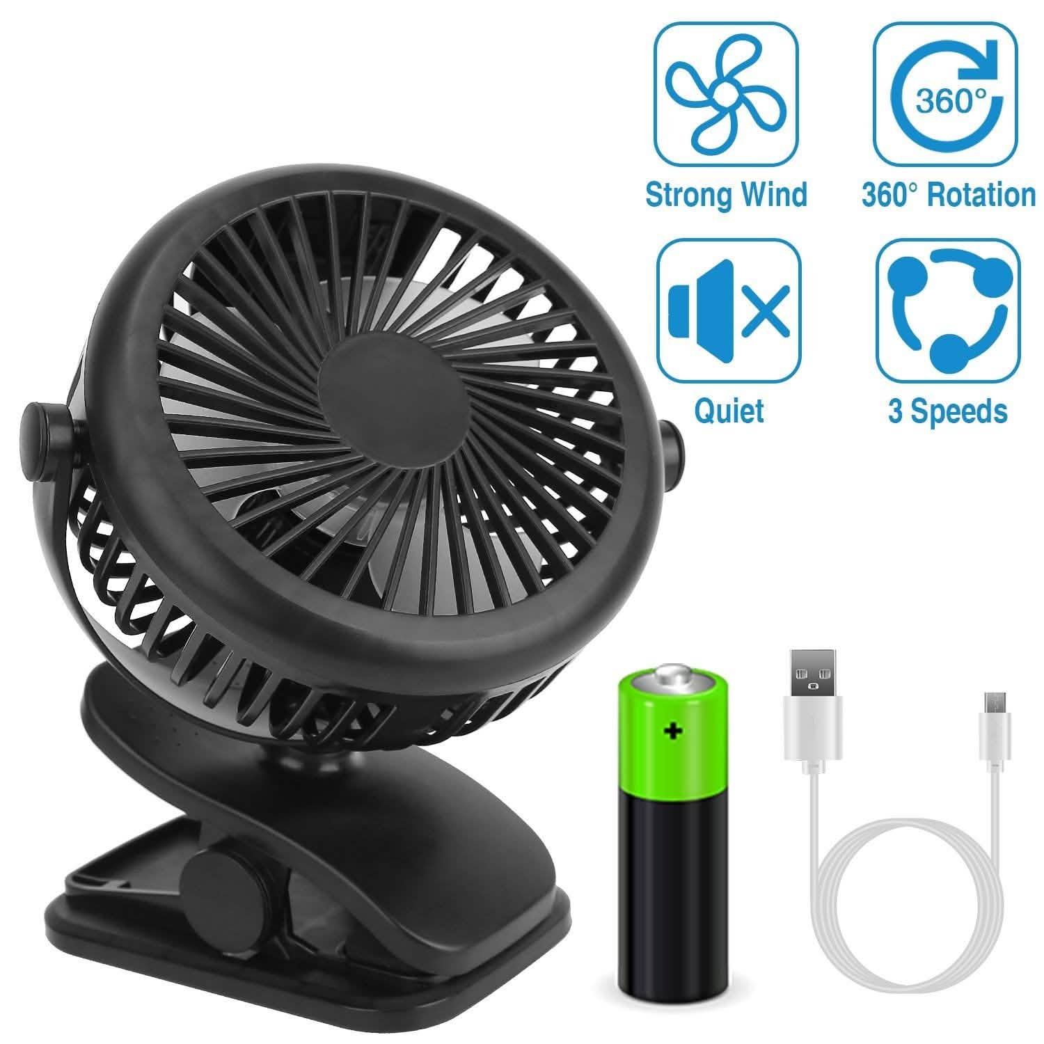 360 Degree Clip On Fan Quiet Rechargeable Household Appliances - Tophatter Daily Deals