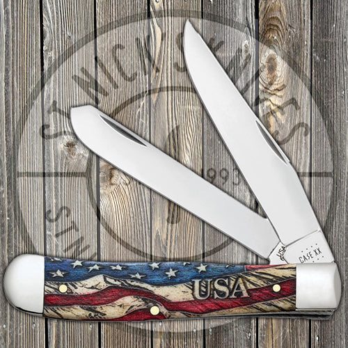 Case Trapper - Vintage Flag - Embellished Smooth Natural Bone - 36030 Traditional Knives - Tophatter Daily Deals