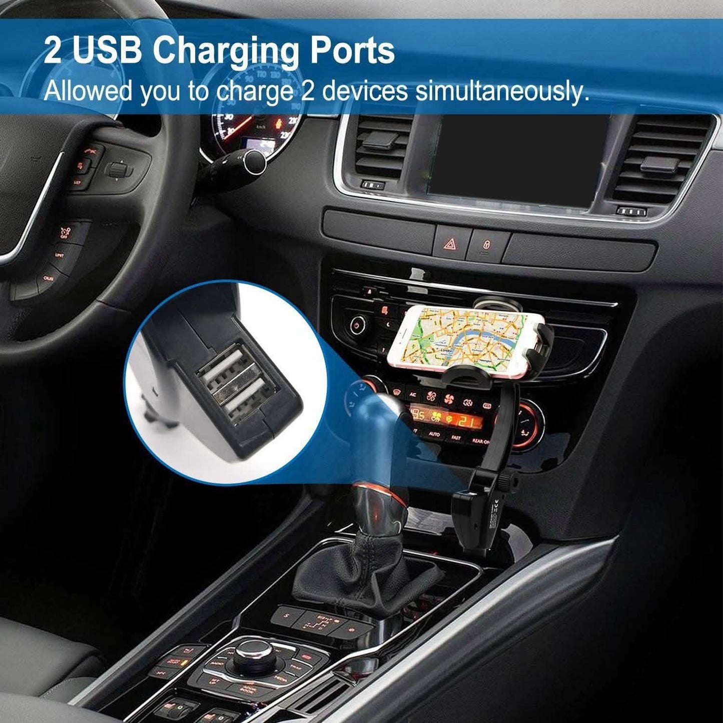 360° Dual USB Smartphone Mounting Car Charger Automotive - Tophatter Daily Deals