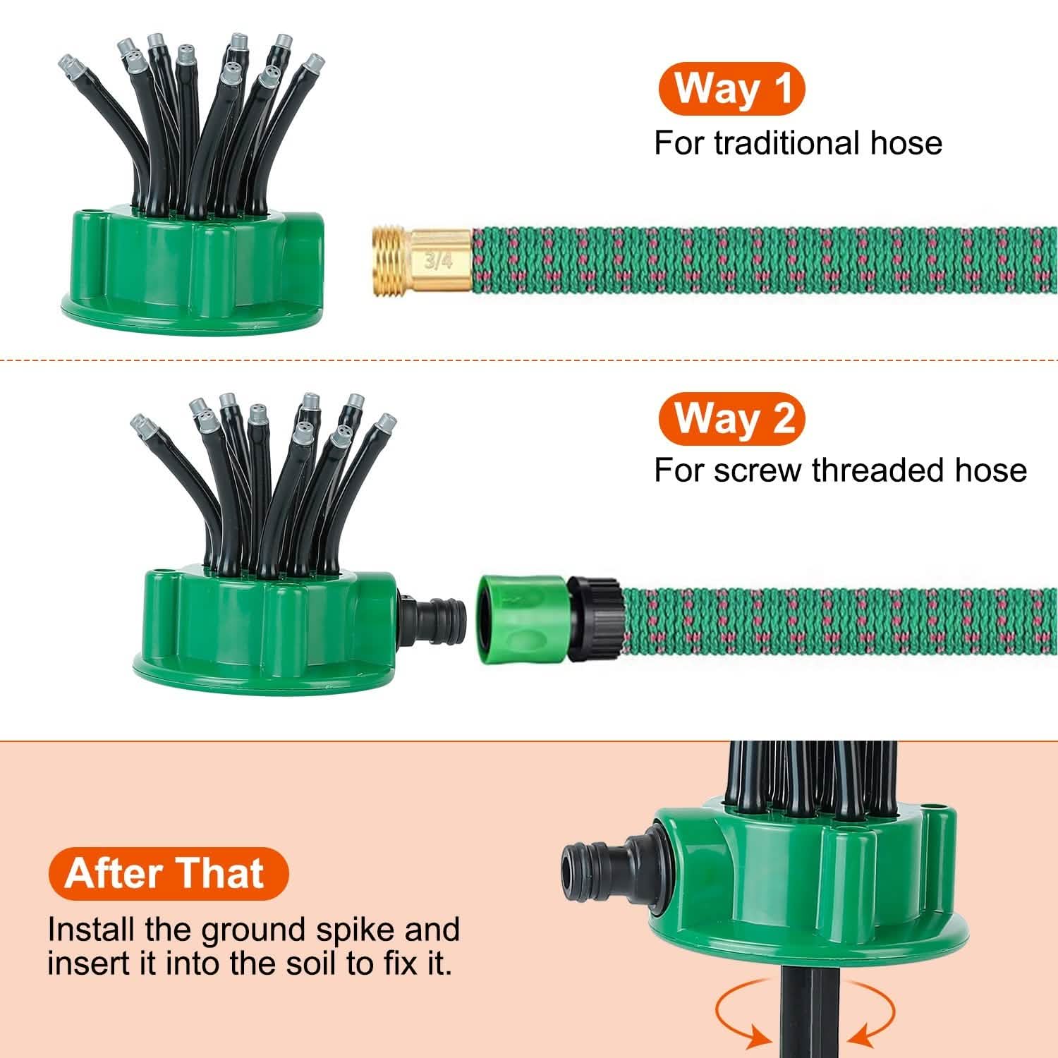 360° Flexible Lawn Sprinkler Automatic 12 Tubes Garden Water Irrigation Sprayers Garden & Patio - Tophatter Daily Deals