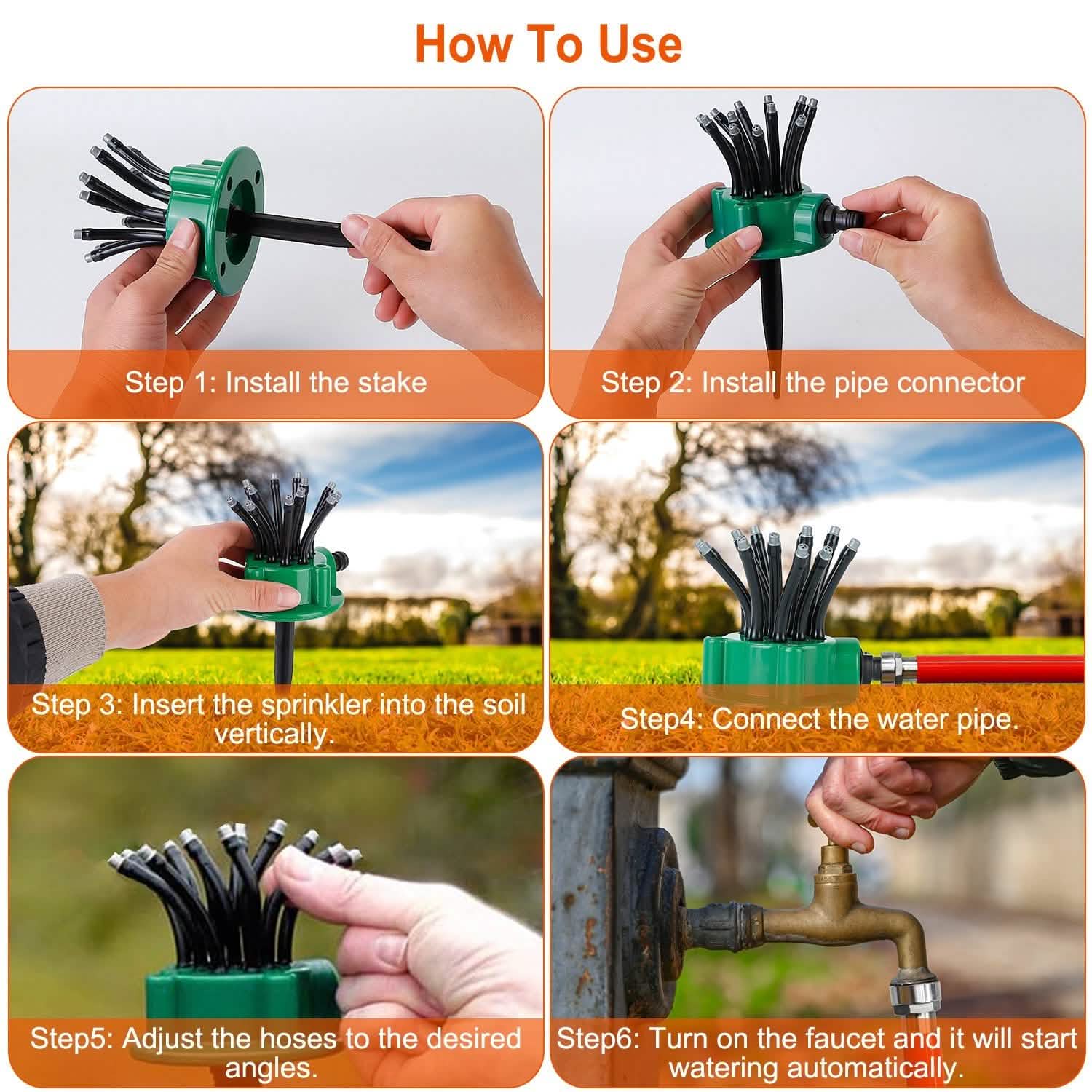 360° Flexible Lawn Sprinkler Automatic 12 Tubes Garden Water Irrigation Sprayers Garden & Patio - Tophatter Daily Deals