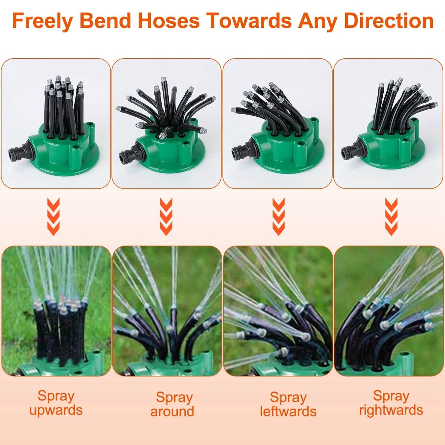 360° Flexible Lawn Sprinkler Automatic 12 Tubes Garden Water Irrigation Sprayers Garden & Patio - Tophatter Daily Deals