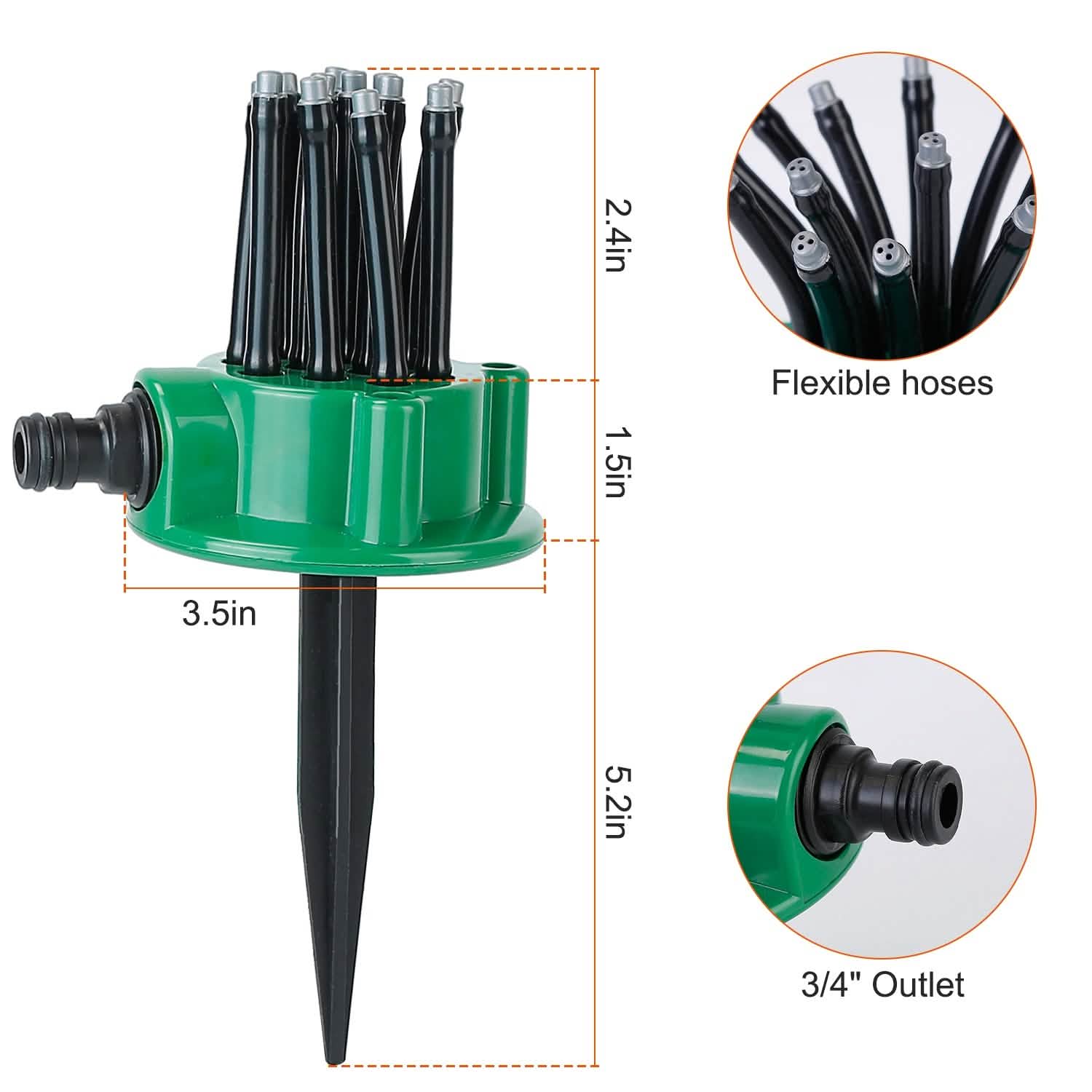 360° Flexible Lawn Sprinkler Automatic 12 Tubes Garden Water Irrigation Sprayers Garden & Patio - Tophatter Daily Deals